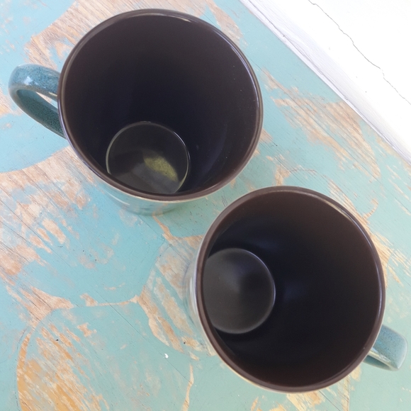 Vintage Mugs Coffee Cups Ceramic Teal Green Set of 2 Donuts Cheerios VTG - Picture 8 of 10